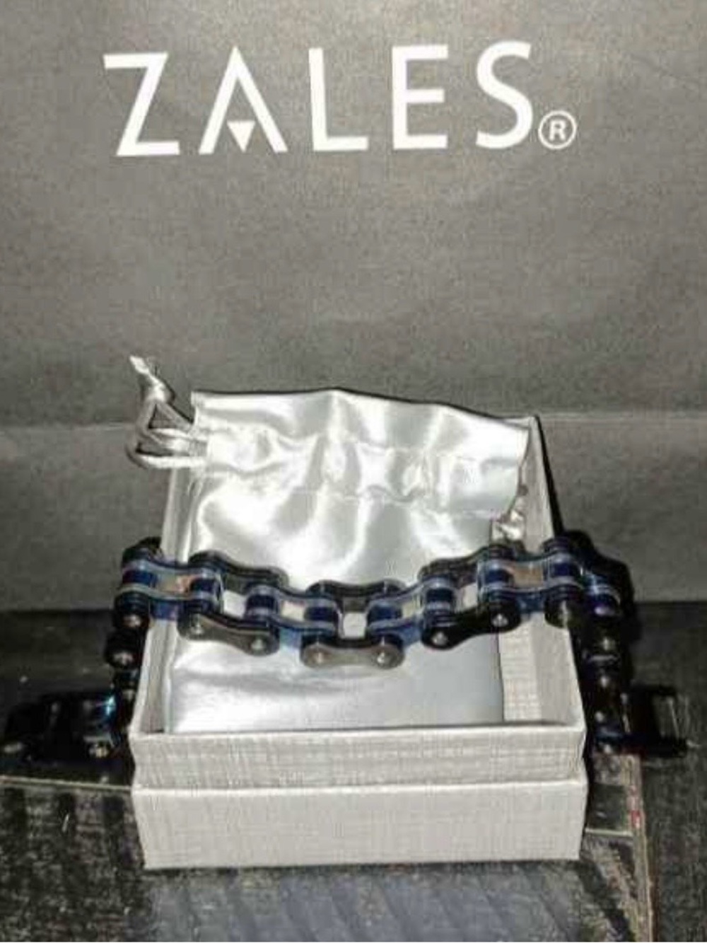 Zales Blue and Black Industrial Link Bracelet